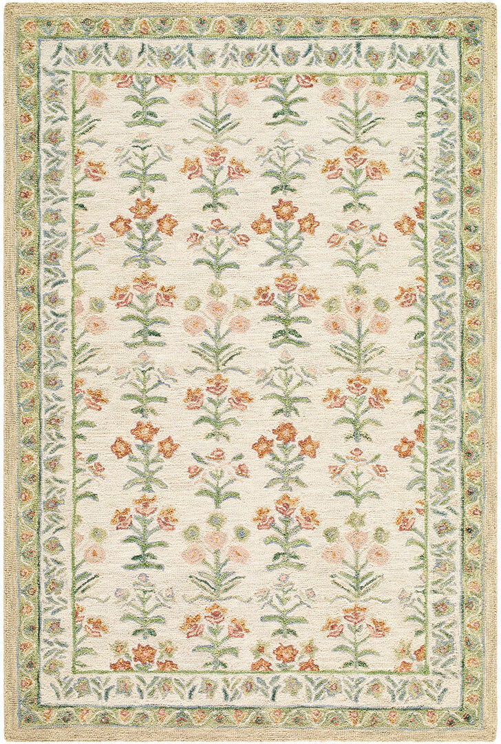 Marlow Home Co. Moroccan Wool Hand Tufted Area Rug Ivory/Sage/Terracotta/Rose/Sky Blue Rectangle 200 x 275 cm
