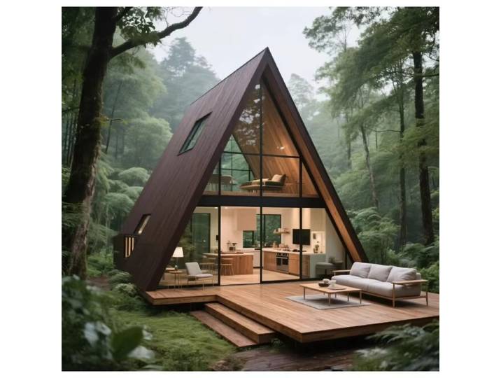 Maison modulaire en forme de triangle, petite cabane moderne, villa en bois portable, maison préfabriquée pour la vie en plein air