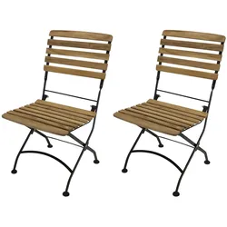 Klappstuhl JAKARTA, Flachstahl schwarz + Teakholz, 2-er Set