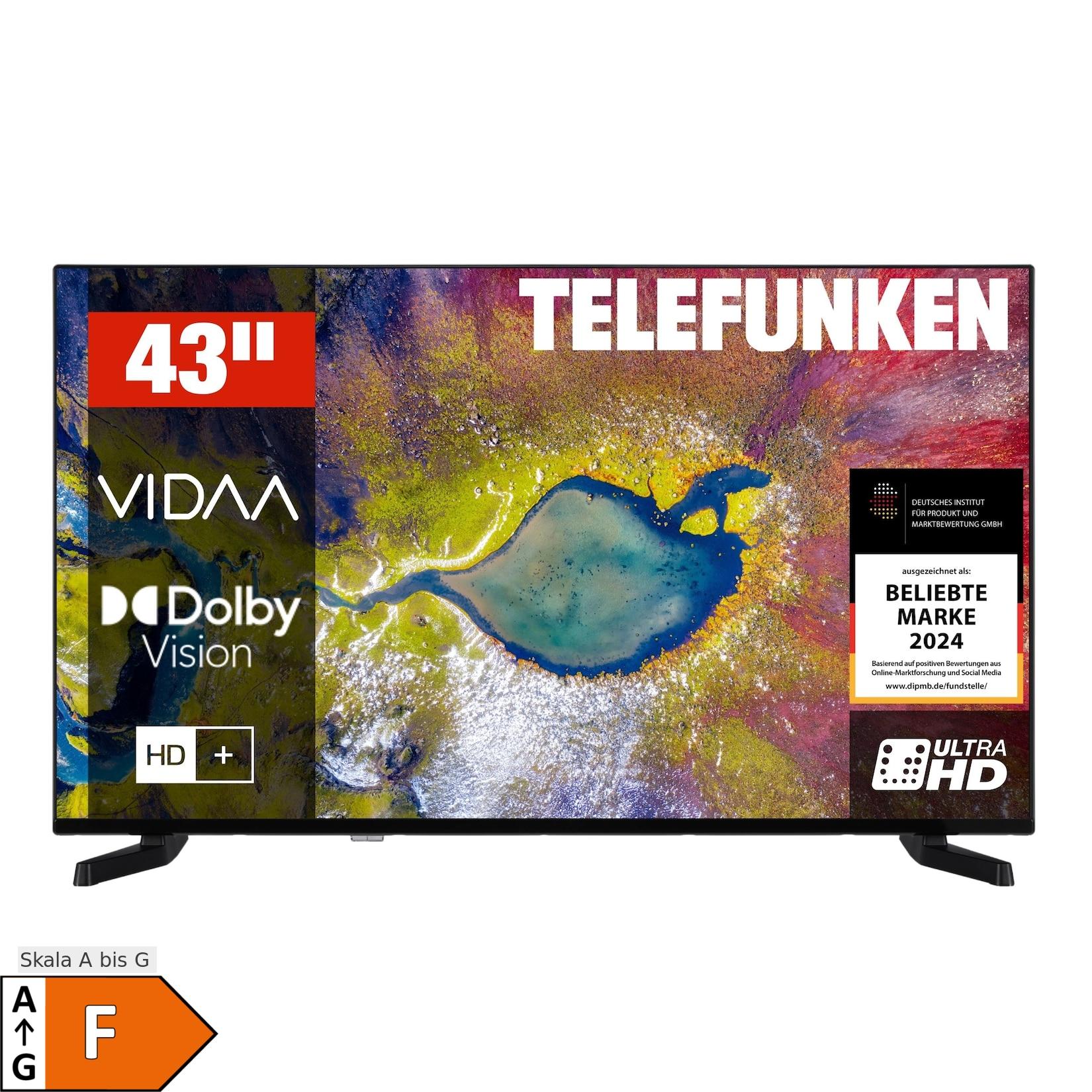 Telefunken D43U790B2CW Fernseher 43 Zoll Smart TV VIDAA 4K UHD, HDR Dolby Vision, HD+ (2026)