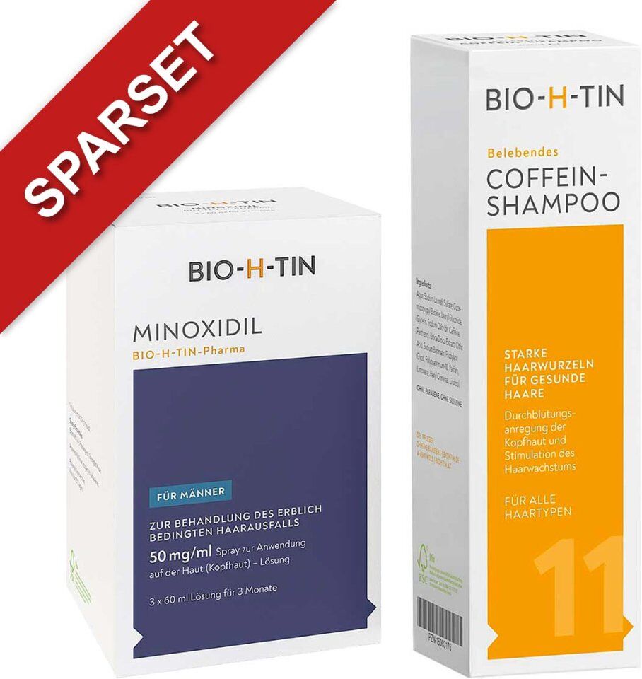 BIO-H-TIN Minoxidil 50mg/ml Männer + BIO-H-TIN Coffein-Shampoo 1Pck