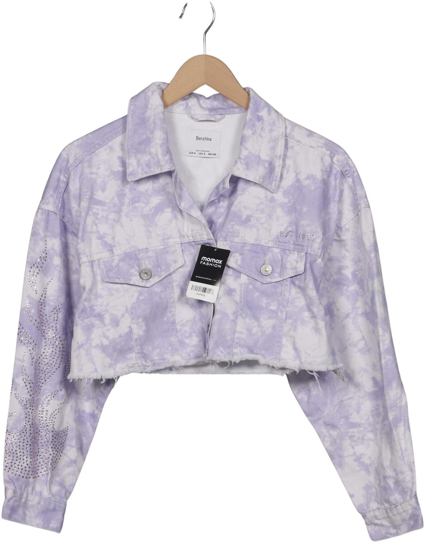 bershka Damen Jacke, Lila, Gr. S, Baumwolle - Second Hand