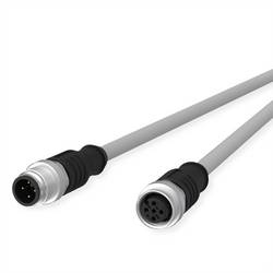 METZ CONNECT M12 Sensor-/Aktorleitung, A-kodiert, M12 Stecker gerade - M12 Buchse gerade, grau, 1 m 142MIA12010