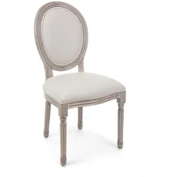 Stuhl Mathilde aus Birkenholz und Stoff, klassisch barock, beige, gepolstert für Indoor