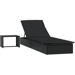 Helloshop26 - Poly-Rattan Sonnenliege mit Tisch schwarz 02_0012207