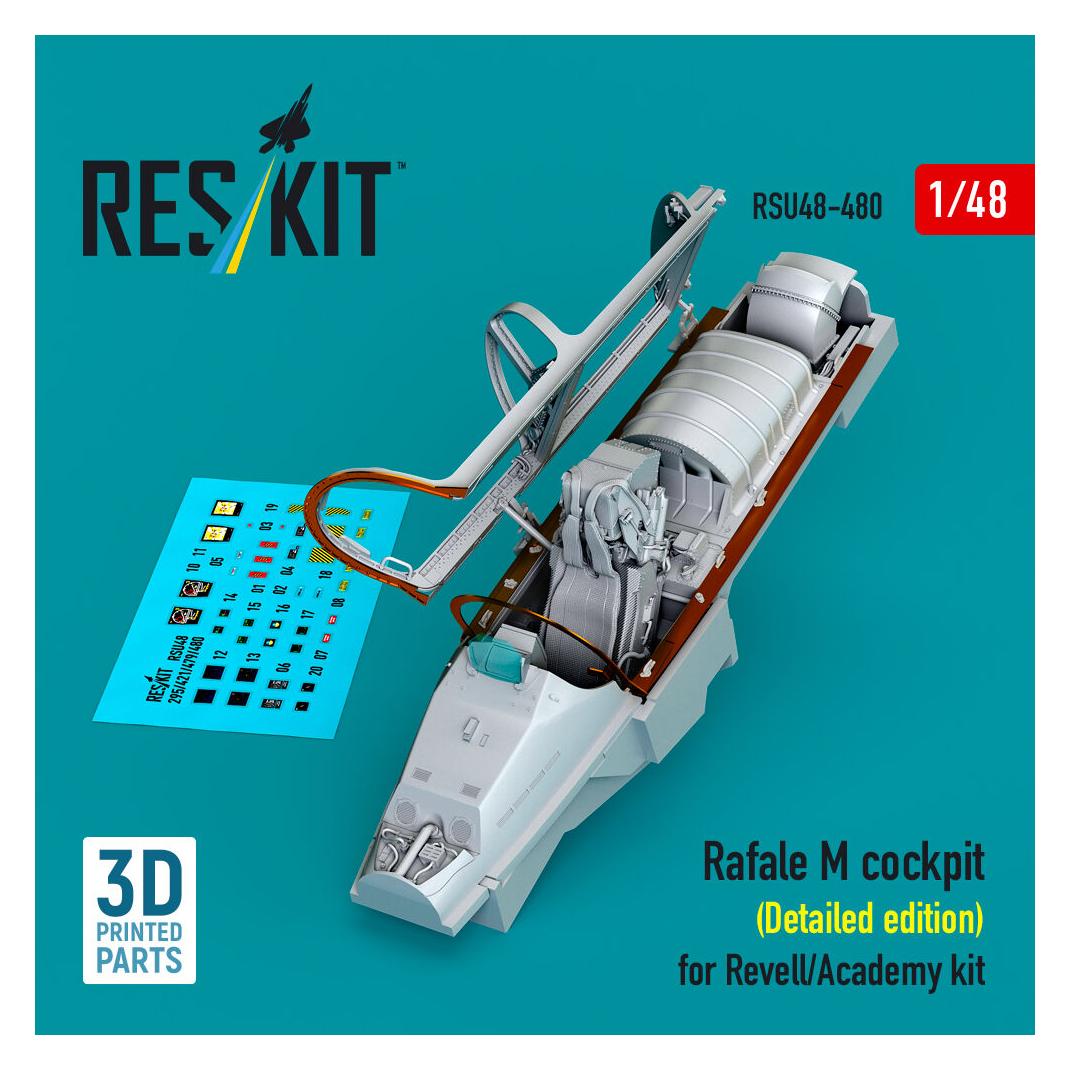ResKit Rafale M cockpit (Detailed edition) for Revell/Academy kit (3D printed) (RSU48-0480)