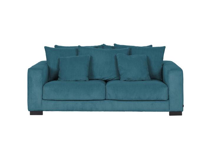Hom`in 2,5-Sitzer, Petrol, Holz, Birke, massiv, Füllung: Schaumstoff, Polyethersulfon (PES),Schaumstoff, Polyethersulfon (Pes), 203x83x126 cm, Stoffauswahl, Armteil links, rechts, Wohnzimmer, Sofas & Couches, Sofas, 2-Sitzer Sofas