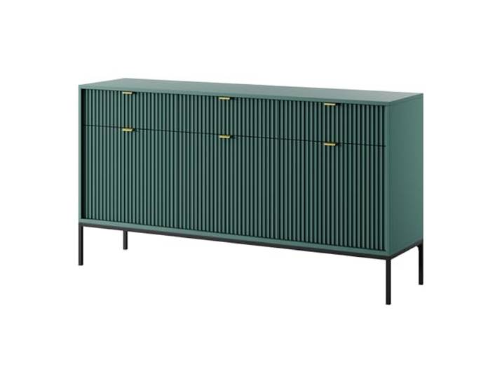 Kommode NANAIMO KSZ154 H2 R3 Grün 154x83x39 cm Kommode NANAIMO KSZ154 - Grün - Goldene Griffe - 3 Schubladen - Breite 154 cm, Höhe 83 cm, Tiefe 39 cm