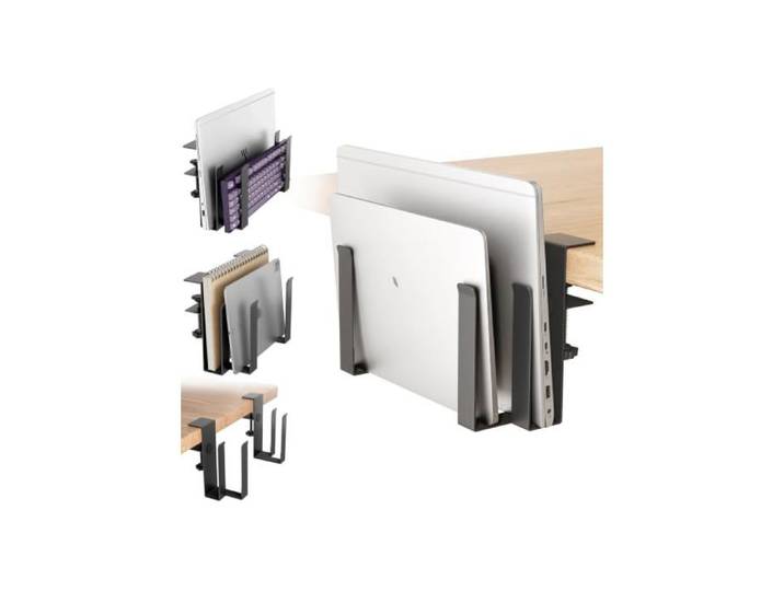 Étagère Latérale à Pince pour Bureau - pour 2 Appareils inf. à 38mm - Minimaliste moderne - Support clip - Support de bureau