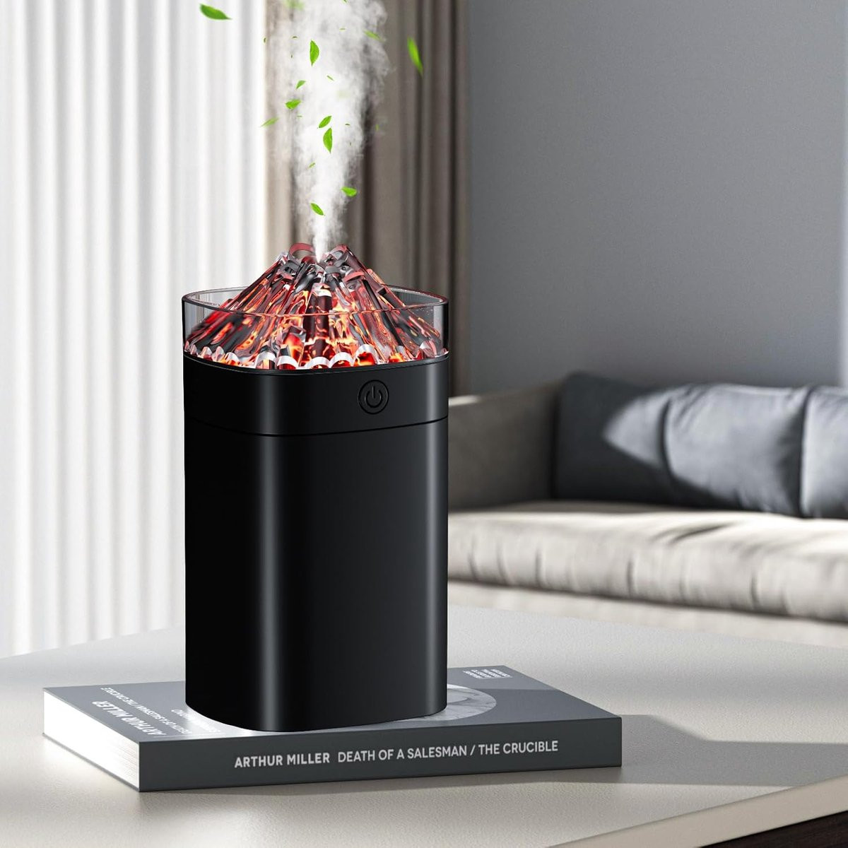 Draagbare mini-luchtbevochtiger met verlichting, 400 ml, zwart