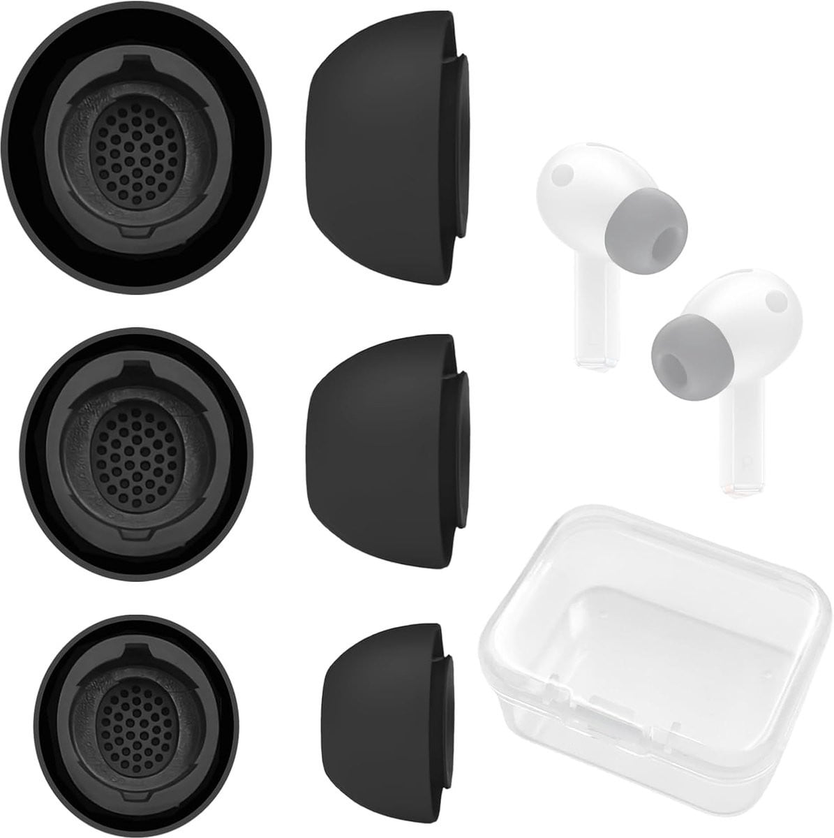3 paar siliconen vervangende oordopjes voor Galaxy Buds3 Pro inclusief beschermhoes, grijs