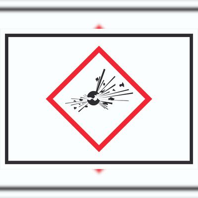 HB-Druck Schild Instabile explosive Stoffe Symbol Explosion A0 Rückseite selbstklebend