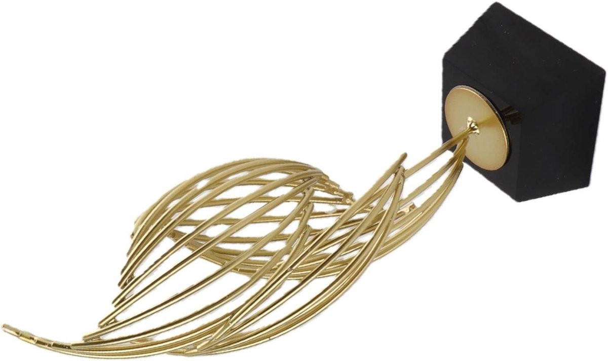 Zwart Metalen Abstract Kunstbeeld - Handgelast Ornament voor Woonkamer Decoratie - 26 x 7 x 7 cm