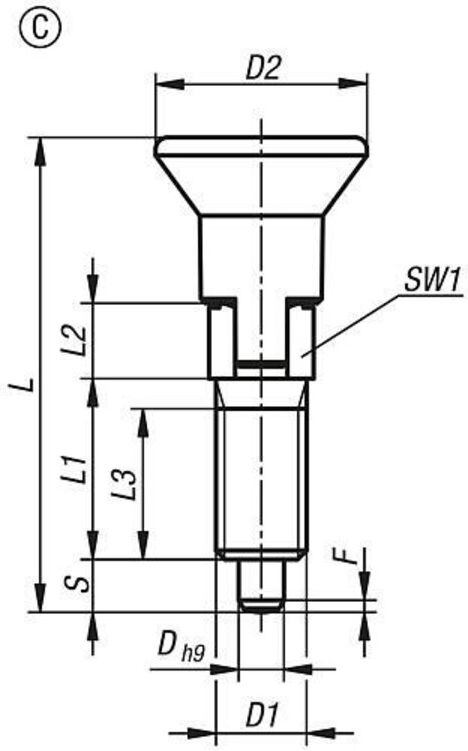 KIPP Arretierbolzen ECO M06 4mm Form C Edelstahl TX Nut Kontermutter (K0747.13004060)