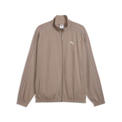 Trainingsjacke PUMA "CLASS RELAXED MATERIAL TRACK JACKET", Herren, Gr. M, mouse gray, Web, Obermaterial: 66% Baumwolle, 32% Polyester, 2% Elasthan, unifarben, relaxed fit normal, Jacken Trainingsjacke, mit Stehkragen, unifarbenes Design, Relaxed Fit
