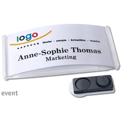 10 Namensschilder EVENT, magnetisch smag® Magnet, extra stark | 75 x 37 mm, Kunststoff, transparent
