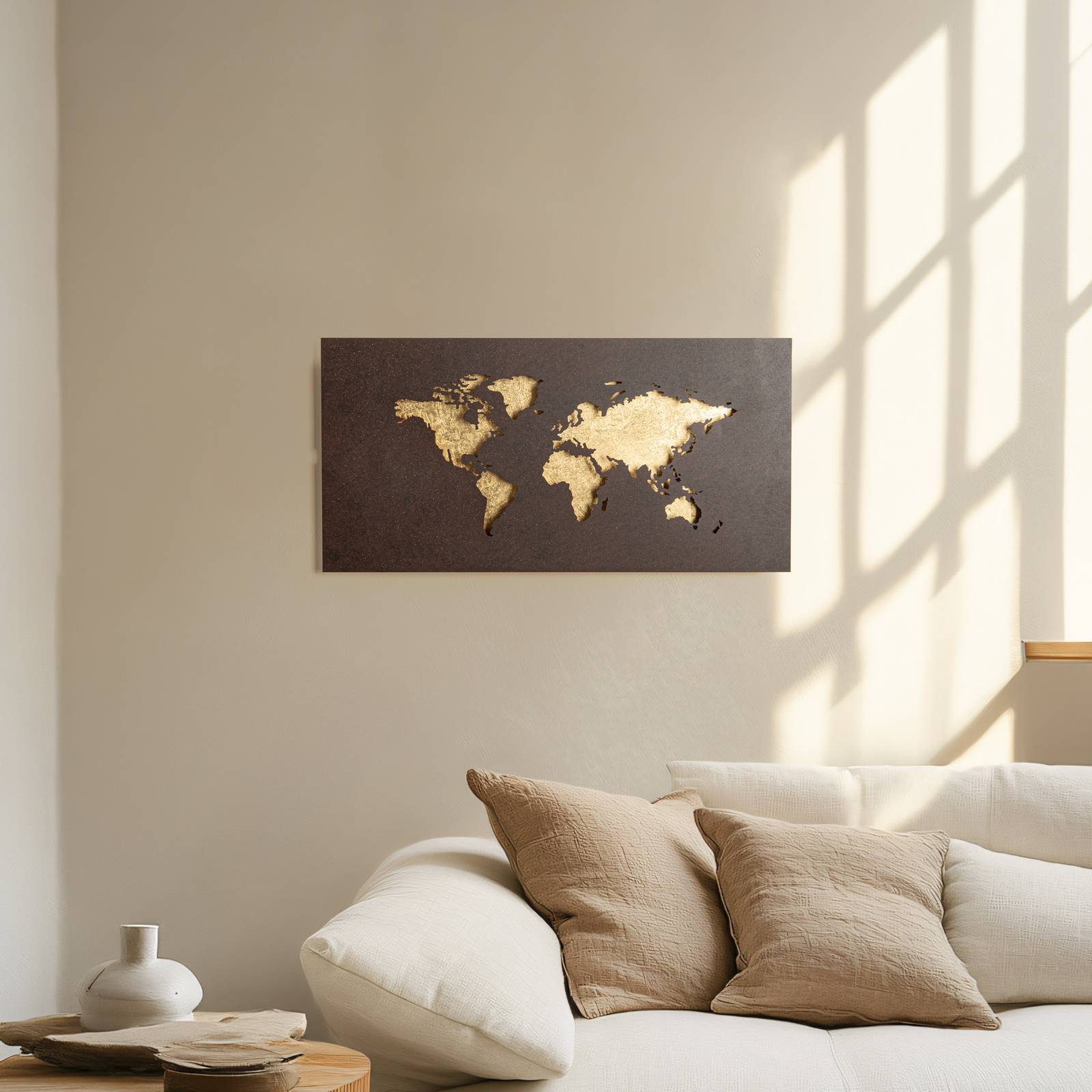 Wandlampe World Lucande, braun / rost, für Wohn- / Esszimmer, Metall, Modern, LED Wandleuchte, Wandlampe Innen