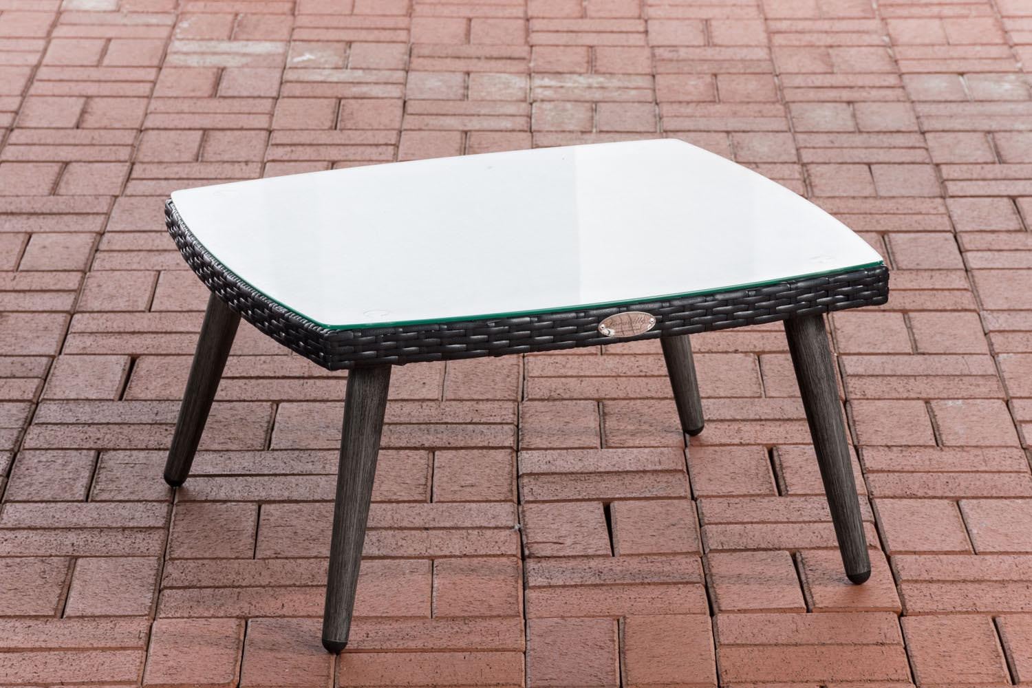 CLP Trading Ameland Platte Rieten Tafel voor Tuin en Woonkamer, B/D/H: 70 x 70 x 35 cm