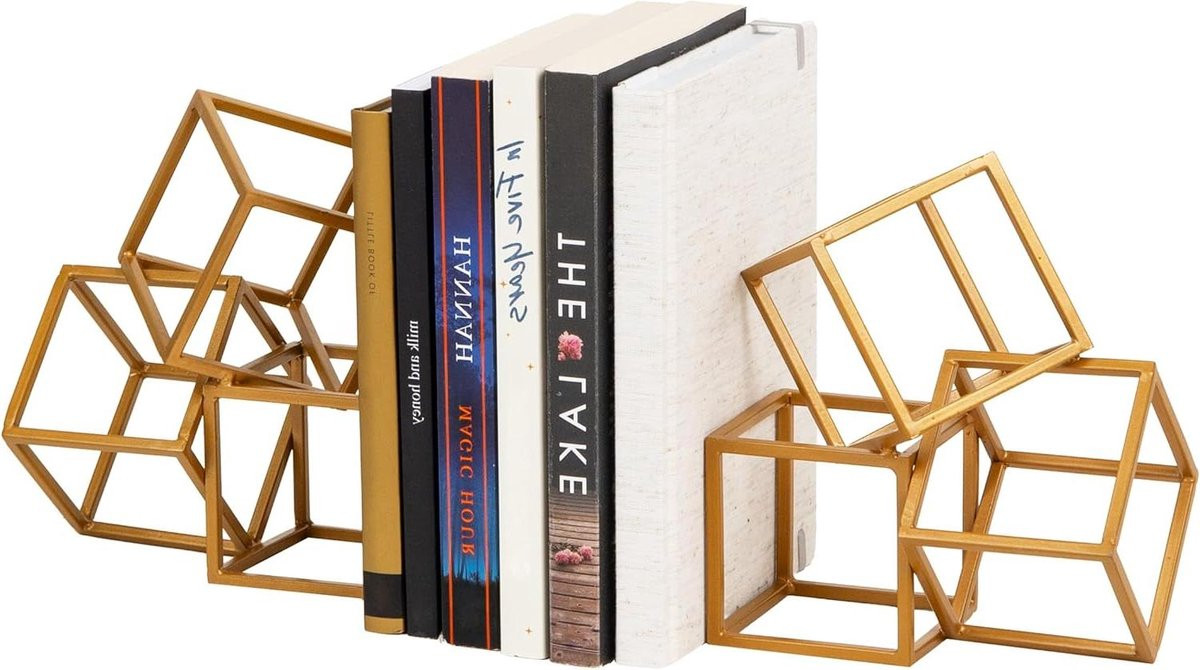 Geometrische Boekensteunen Set van 2 - Metaal - Goud