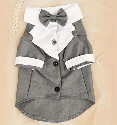 Uplifted Finds Formal Pet Wedding Suit With Bow Tie gray m