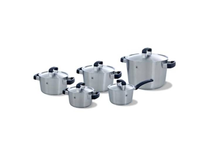 BK Conical Cool Topfset 5-teilig mit Deckeln – Edelstahl, Kaltgriffe, Innenskalierung, Für Induktion geeignet, Backofenfest & Spülmaschinengeeignet