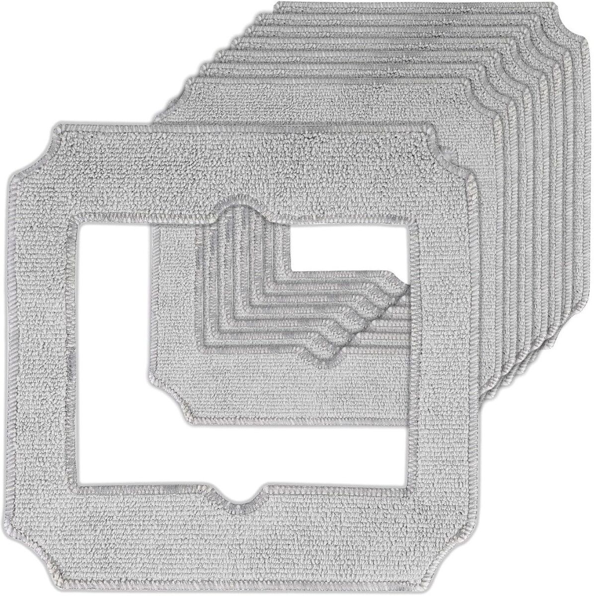 INF Chiffons de remplacement pour nettoyage de vitres (Pack de 8) – Tissu en fibre gris, lavables réutilisables, compatible