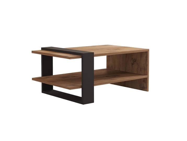 Couchtisch rechteckig, in Holzoptik, 80x50 cm, Industrial-Stil