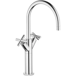 Dornbracht Waschtisch Armatur Tara. 2253389200 chrom, Kreuzgriffe, erhöhter Fuß, 2 Griff Armatur
