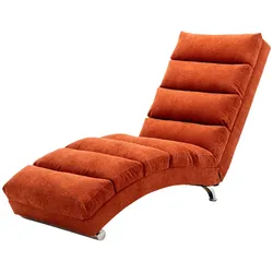 MODFU Massageliege aus Leinen in Orange, 148x55x84 cm, 140°-Rückenlehne und Seitentasche