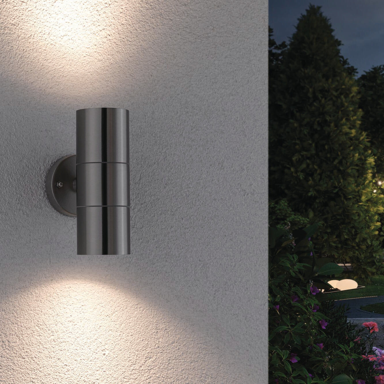 Paulmann - Outdoor Flame 10W LED Dual Output Wall Light in Stainless Steel