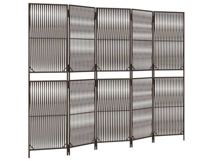 vidaXL Paravent, Raumteiler 5-tlg. Braun Poly Rattan