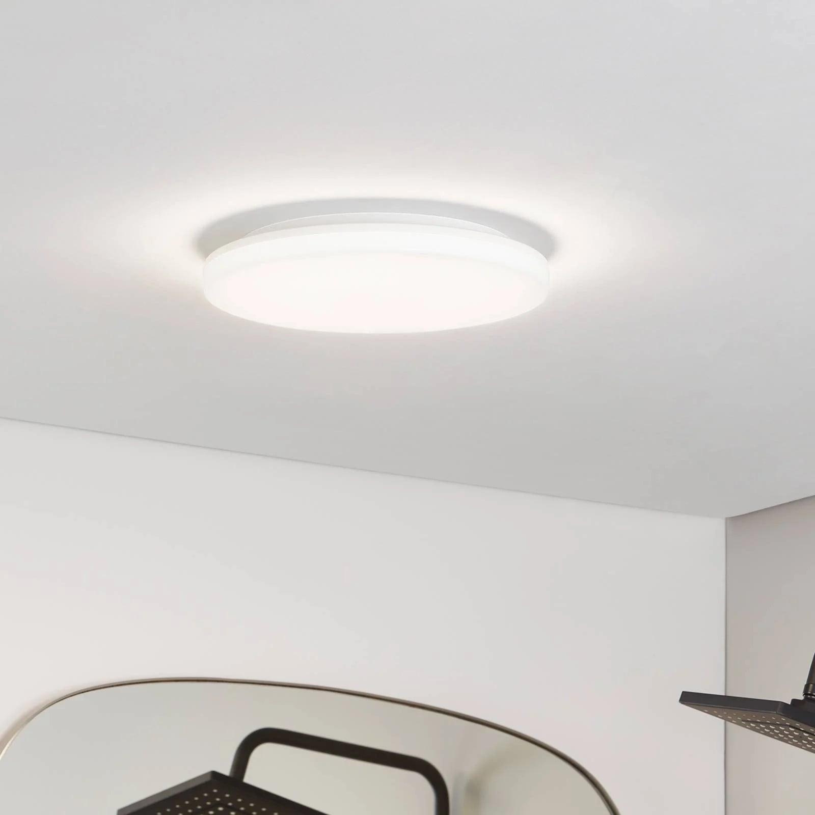 PRIOS LED-plafondlamp Artin wit, modern, IP65, voor badkamer