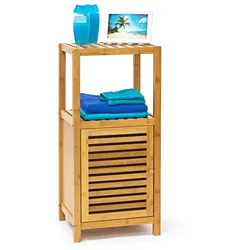 Relaxdays Badregal Bambus mit Tür Hellbraun