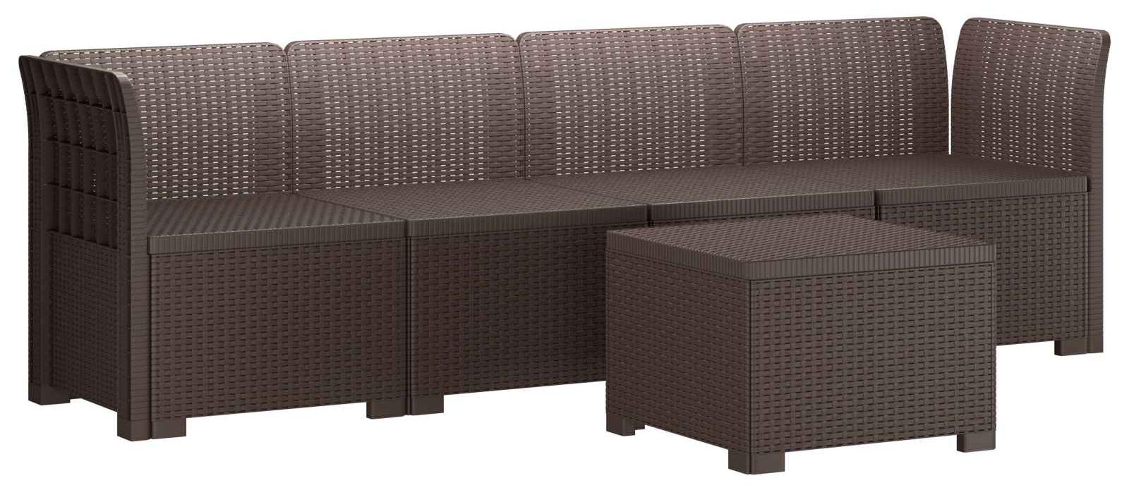 vidaXL 4-Sitzer Gartensofa Rattan Look PP Braun