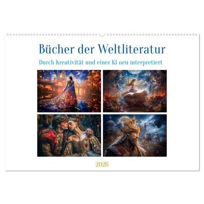 Bücher der Weltliteratur (Wandkalender 2026 DIN A2 quer), CALVENDO Monatskalender