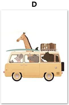 Inspired Living Playful Safari Animal Canvas Wall Art For Kids Nursery & Bedroom 50x70 Cm No Framed d