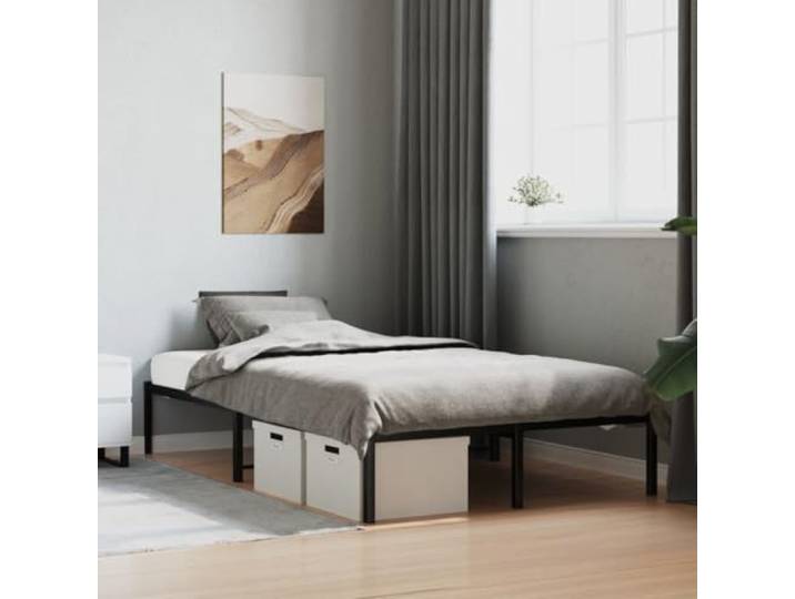 WDGJJFECNMUEHI Stahl Metallbett Stauraum Schlafzimmer Schwarz 120 x 200 cm Bettgestell Metall Schwarz 120x200 cm Stabil Stahlrahmen mit Lattenrost und Stauraum für Schlafzimmer Gästezimmer