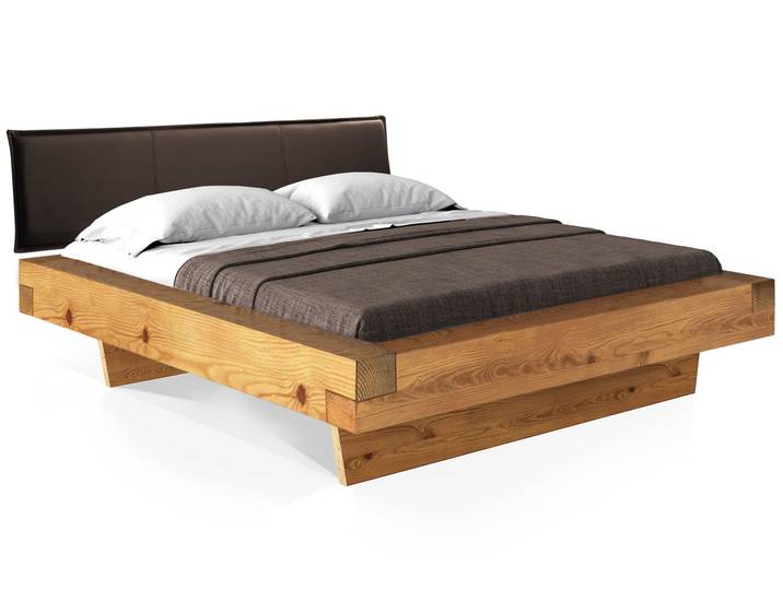 CURBY Balkenbett mit Polsterkopfteil, Wangenfuß, Material