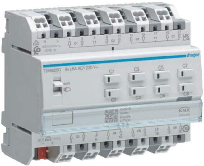 Hager Actionneur volet roulant/volet 8 canaux KNX 230V TYAS628C (TYAS628C)