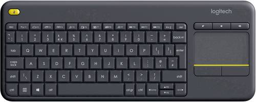 Logitech K400+ Funk Tastatur Schweiz, QWERTZ Schwarz Integriertes Touchpad, Maustasten, Multimediatasten