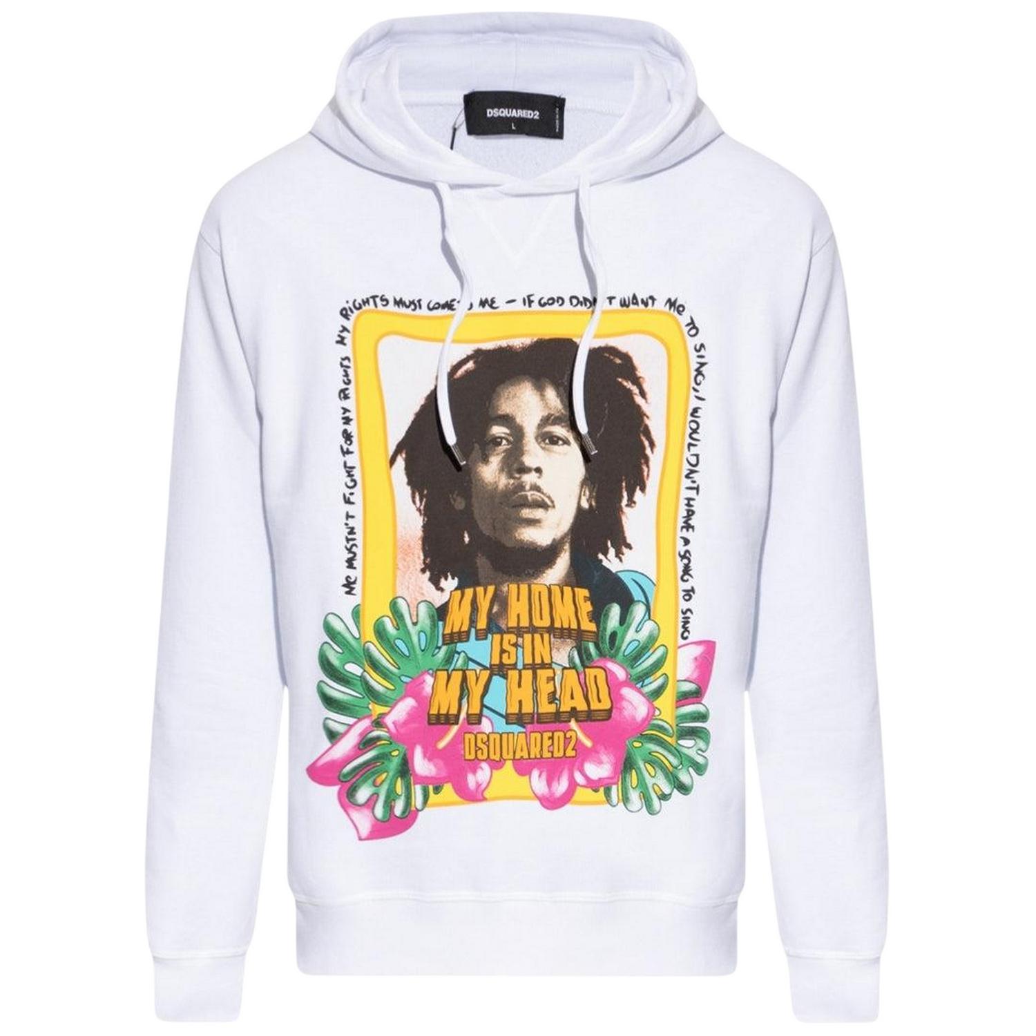 DSquared2 Heren Bob Marley Hoodie (Wit)