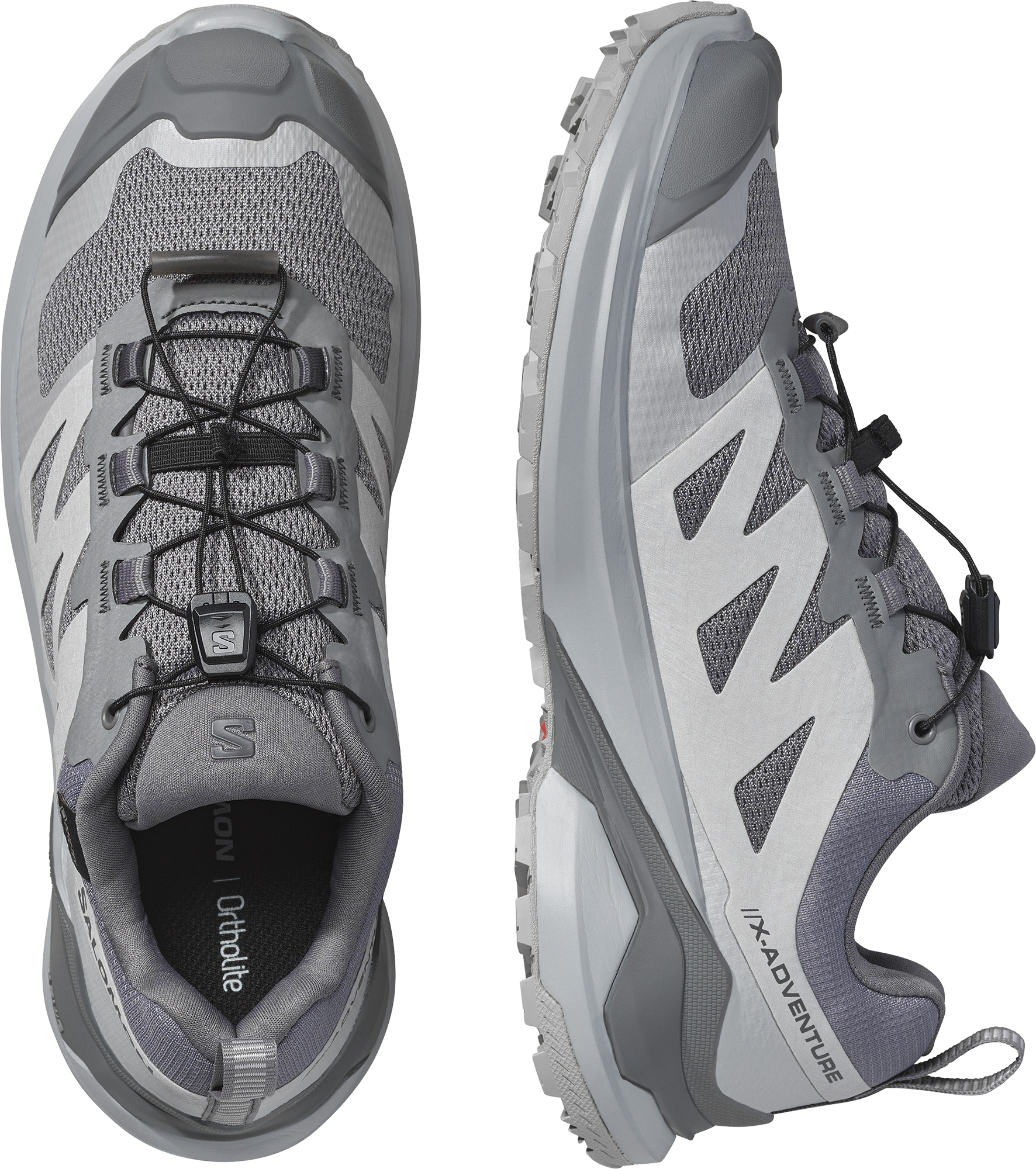 Trailrunningschuh SALOMON "X-ADVENTURE GORE-TEX W", Damen, Gr. 42, castlerock, alloy, asphalt, Synthetik, Textil, Schuhe Trailrunningschuh, wasserdicht castlerock, alloy, asphalt 42