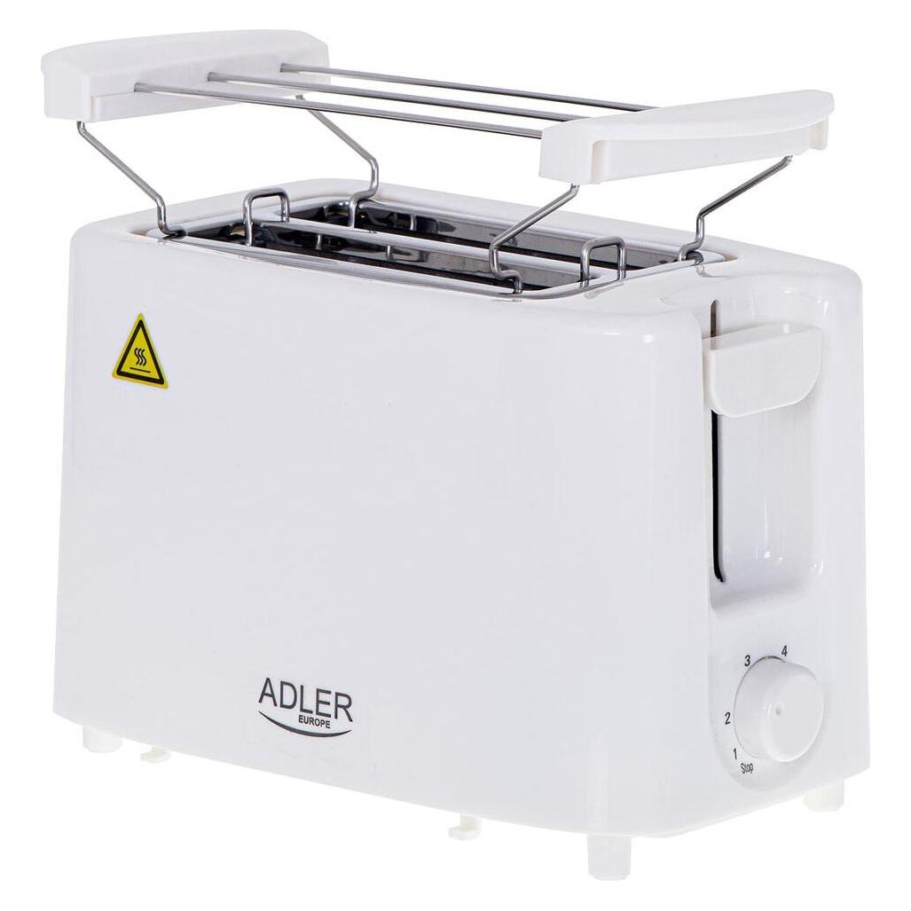 Adler Toaster AD 3223 Power 750 W, Number of slots 2, Housing material Plastic, Baltas (AD 3223)