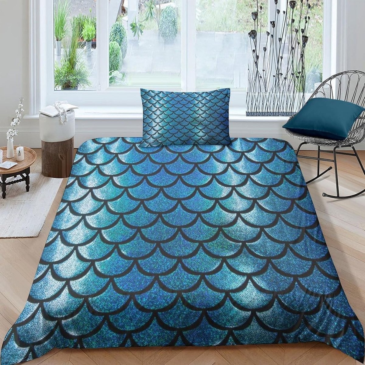 Zeemeermin Beddengoedset met 3D Geprint Design - Geel - 135 x 200 cm
