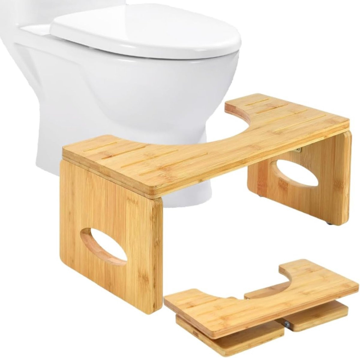 Inklapbare Bamboe Toiletkruk voor Volwassenen - Badkamer Voetenbank