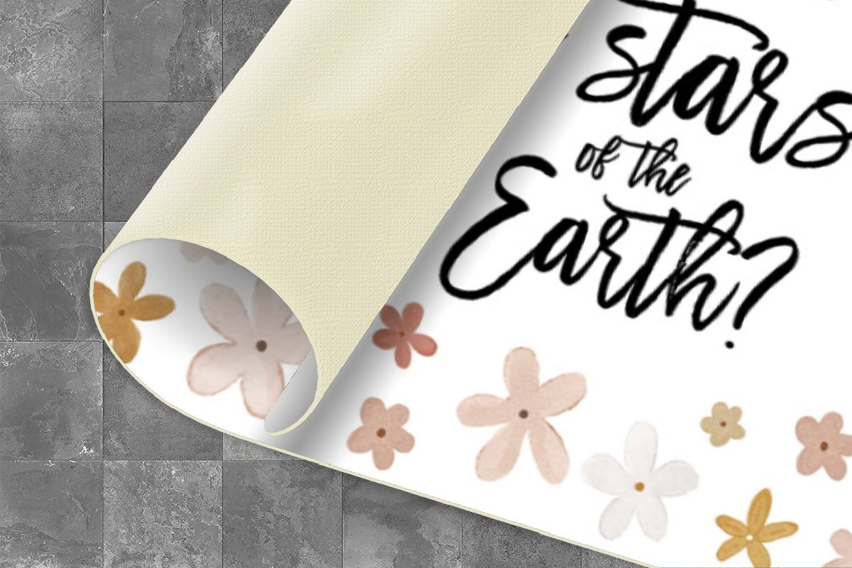 KitchenYeah Keukenloper Vinyl met Floral Quote Are not flowers the stars of the earth? B/D: 120 x 60 cm