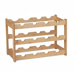 Relaxdays Weinregal, 12 Flaschen, Bambus, HxBxT: 30 x 45 x 23,5 cm, Weinhalter stehend, Küche & Bar, Weinständer, natur