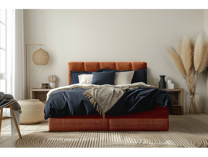Boxspringbett Leanne 140 x 200cm Strukturstoff Onka Beige H3
