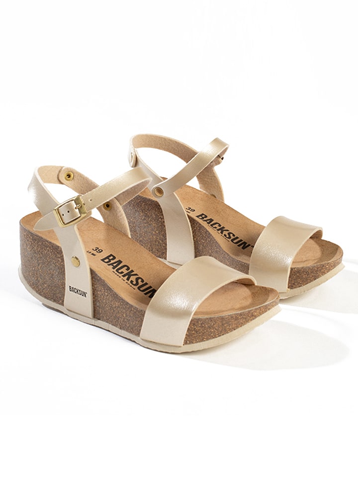 BACKSUN Keilsandaletten "Hongkong" in Gold - 39