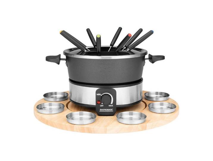 Gastroback Raclette 42566, Kontrollleuchte und Überhitzungsschutz, Fondue-Set